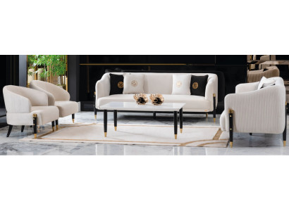 Suite Design Sofas Sofa Couch Velvet Upholstery Seat 3+3+1+1 Seater Sofa set