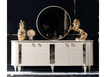 Wood Chests of drawers Sideboard Furniture Wardrobe Suite Set 2pcs Chest of drawers Mirror Group