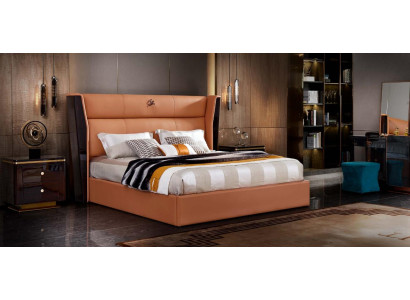 Leather Bed Bedroom Furniture Design Group 3pcs. Set of 2x bedside tables