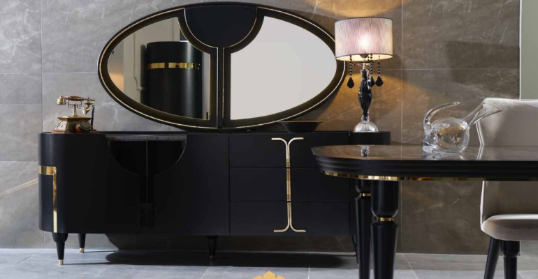 Chests of drawers Sideboard Furniture Wardrobe Suite Set 2pcs Chest of drawers Mirror Group Wood