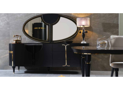 Chests of drawers Sideboard Furniture Wardrobe Suite Set 2pcs Chest of drawers Mirror Group Wood