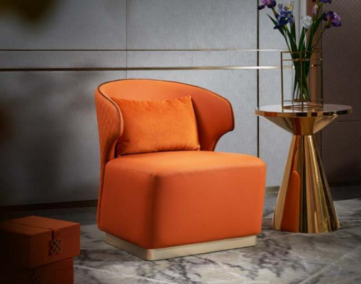 Armchair Orange Luxury Leather Living room new Creative Design Modern