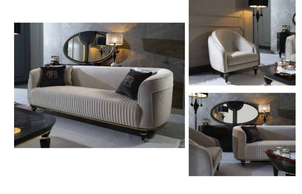Sofa set 3+1 Seater Coffee table Textile Suite Design Modern 3-piece Furniture new