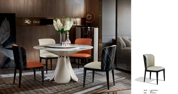 Chair Leather Milk Wood new Creative Modern Design Furniture Luxury Dining room