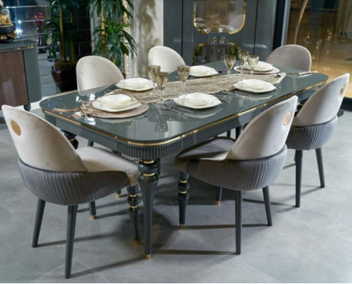 Dining room Set Ess Group Wood Table Tables Complete 7-piece Set Dining table 6x Chairs