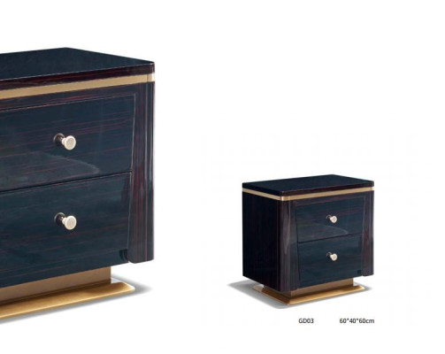 Leather Bed Bedroom Furniture Design Group 3pcs. Set of 2x bedside tables