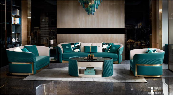Coffee table base cabinet Wood Leather Turkis Modern new 2 pcs. Design Furniture