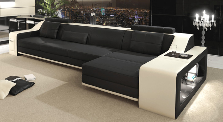Designer Sofa Couch Corner sofa with Stool Living landscape Upholstery Suite