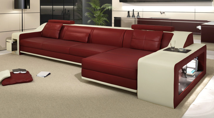 Designer Sofa Couch Corner sofa with Stool Living landscape Upholstery Suite