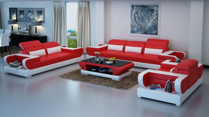 Luxurious Sofa set Living room Suite Leather Upholstery Couches Sofa