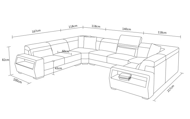 Corner sofa Leather Sofa Couch Upholstery Corner Seat Living landscape Suite -U-shape