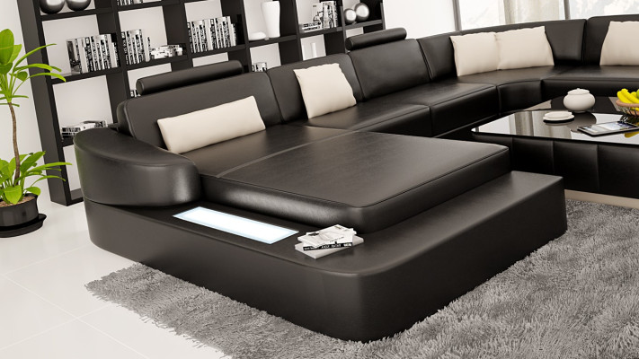Leather Modern Couch Living landscape Leather sofa Sofa set Furniture Sofa U-shape new