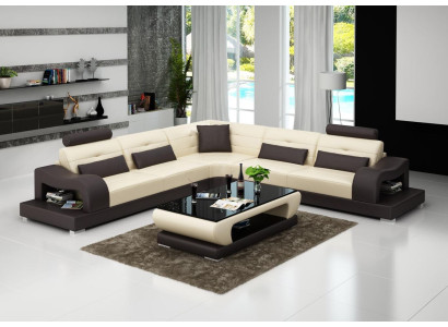 Leather sofa couch living landscape L-shape decor design modern sofa corner sofas