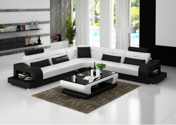 Leather sofa couch living landscape L-shape decor design modern sofa corner sofas