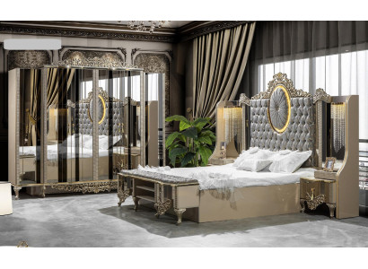 Luxury Suite Bedroom Double Bed Classic Beige Set 5pcs. new