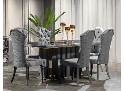 Luxury Dining set Dining room Dining table Chairs Gray Set 7pcs Wood