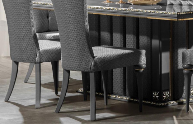 Luxury Dining set Dining room Dining table Chairs Gray Set 7pcs Wood