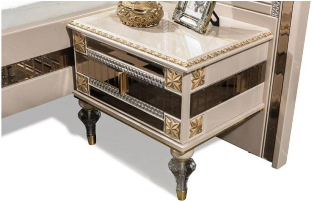 Elegant double bed with bedside tables in luxury design