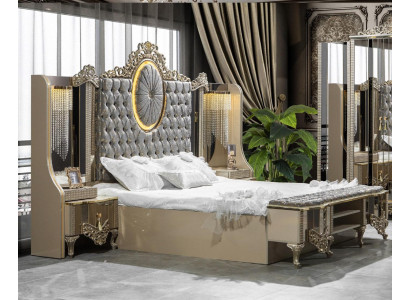 Luxury Suite Bedroom Double Bed Classic Beige Set 3pcs. new