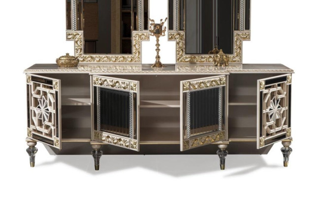 Sideboard Chest of drawers Wardrobe Wood Modern Design Beige Luxury Living room
