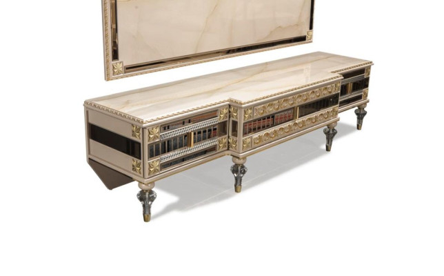 Lowboard tv stand sideboard wood luxury beige living room wardrobe