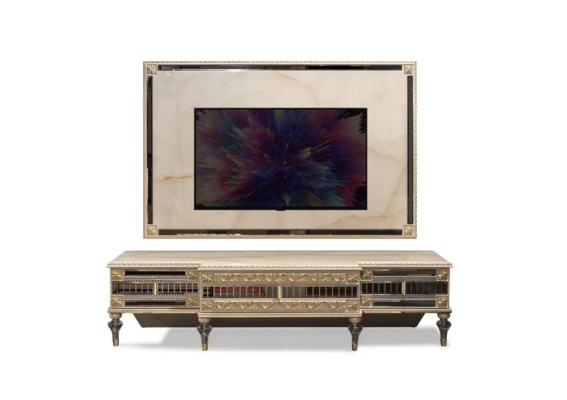 Lowboard tv stand sideboard wood luxury beige living room wardrobe