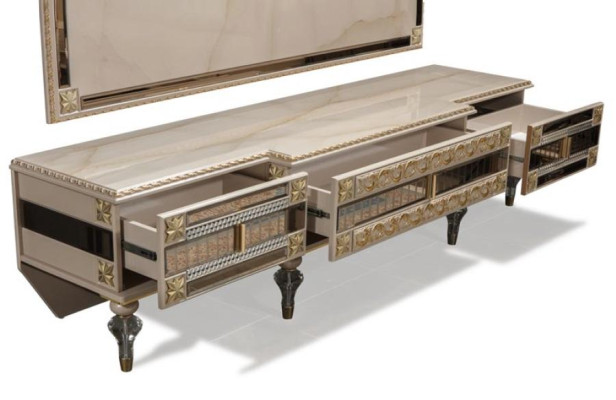 Lowboard tv stand sideboard wood luxury beige living room wardrobe