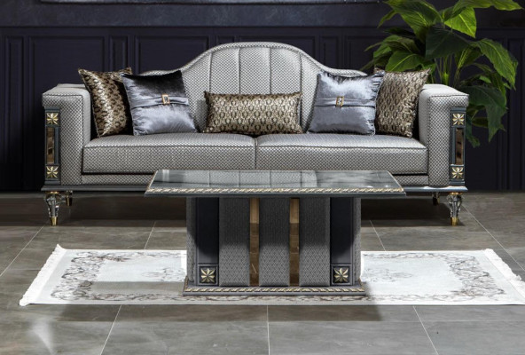 Black Classic s Sofa Three Seater 3 Seat Modern Fabric Gray Sofas Living room