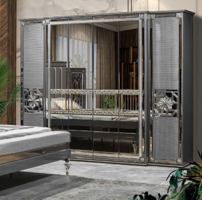 Wardrobe Wardrobe Silver Gray Wood Luxury Cabinets Gray Bedroom