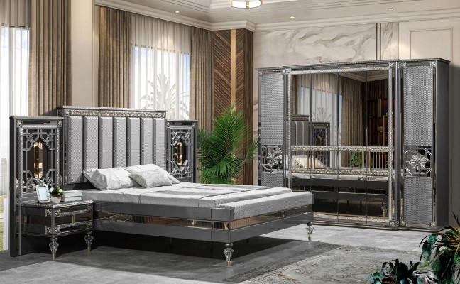 Wardrobe Wardrobe Silver Gray Wood Luxury Cabinets Gray Bedroom
