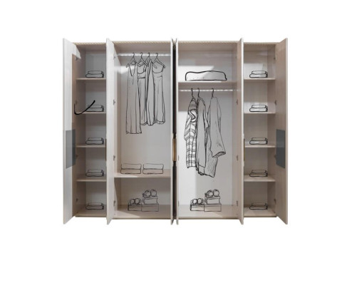 Wardrobe Wardrobe Wood Luxury Cabinets Beige Bedroom Mirror
