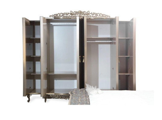 Wardrobe Wardrobe Wood Luxury Wardrobe Biege Bedroom Mirror