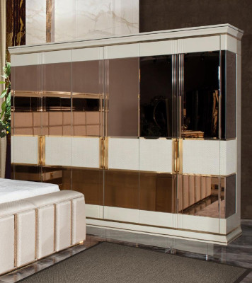 Wardrobe Wardrobe Wood Luxury Cabinets Beige Gold Bedroom Big