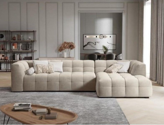 Corner sofa L-shape Sofa Couch Design Upholstery Modern Textile Seat Cushion Group Beige