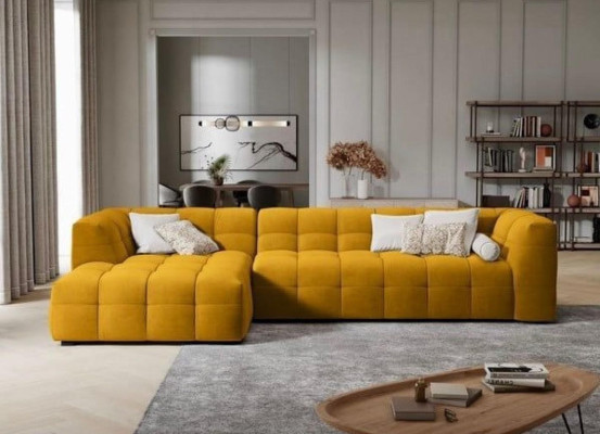Fabric Corner sofa L-shape Sofa Couch Design Upholstery Modern Textile Seat Cushion Yellow