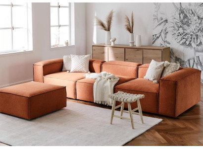 Sofa Set xxl Big Sofas Couches Orange with Stool Fabric Sofa Textile Couch