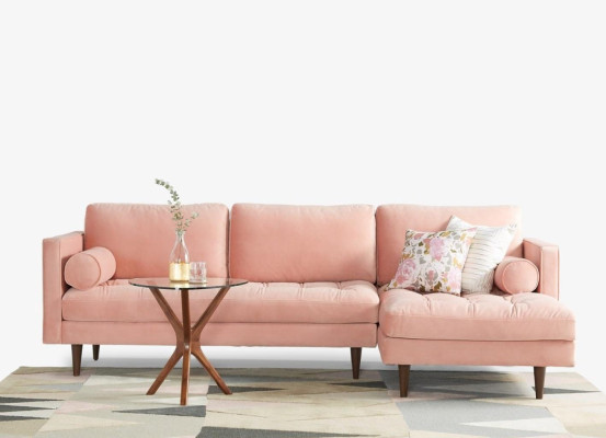 Designer Sofa Corner sofa Textile Living room Furniture Sofa L-shape Sofa bed Pink