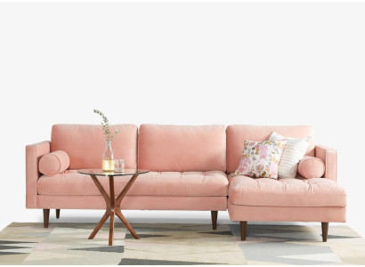 Designer Sofa Corner sofa Textile Living room Furniture Sofa L-shape Sofa bed Pink