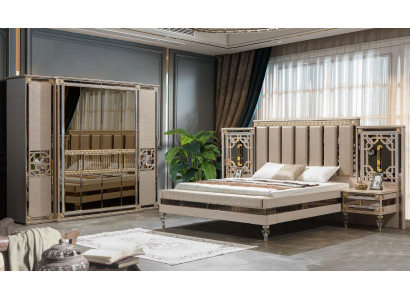 Elite modern style bedroom furniture with bedside tables and wardrobe
