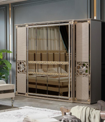 Elite modern style bedroom furniture with bedside tables and wardrobe