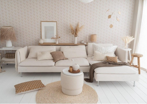 Corner sofa L-shape Couch Living landscape Suite Design Modern Sofa Wood White