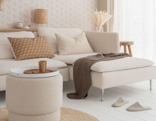 Corner sofa L-shape Couch Living landscape Suite Design Modern Sofa Wood White