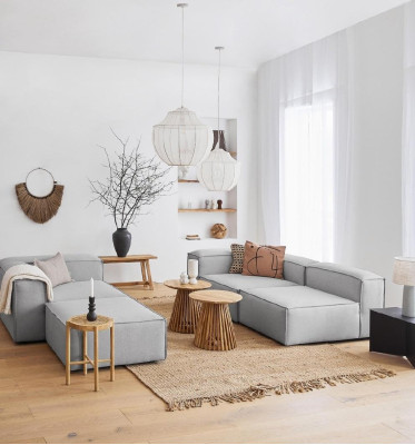 Sofas Textile Upholstery Sofas Fabric Sofas 3 Seater Living room Gray Country House Style