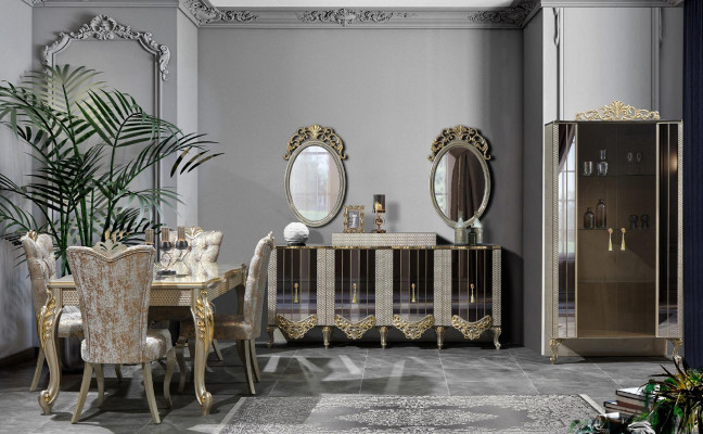 Luxury dining room 7 pieces. Dining set Dining table Chairs Furniture Dining set Wood