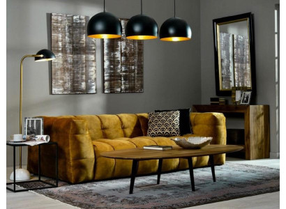 Designer sofa 3-seater brown Chesterfield fabric sofa sofa upholstery sofas textile new