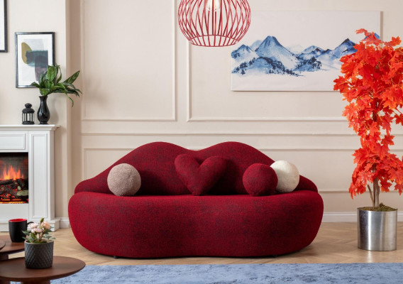 Lips 3 Seater Designer Sofa Couch Upholstery Sofas Couches Textile Red