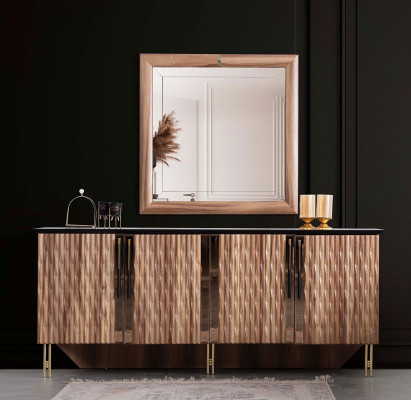 Brown Sideboard Console Wood Chrome Chest of drawers Display case Bar Furniture xxl big