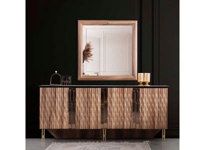Brown Sideboard Console Wood Chrome Chest of drawers Display case Bar Furniture xxl big