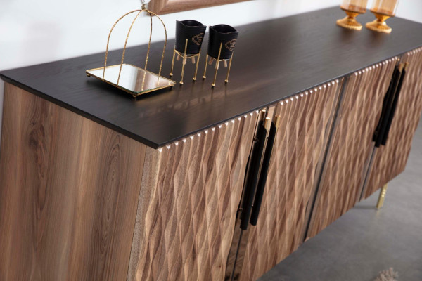Brown Sideboard Console Wood Chrome Chest of drawers Display case Bar Furniture xxl big