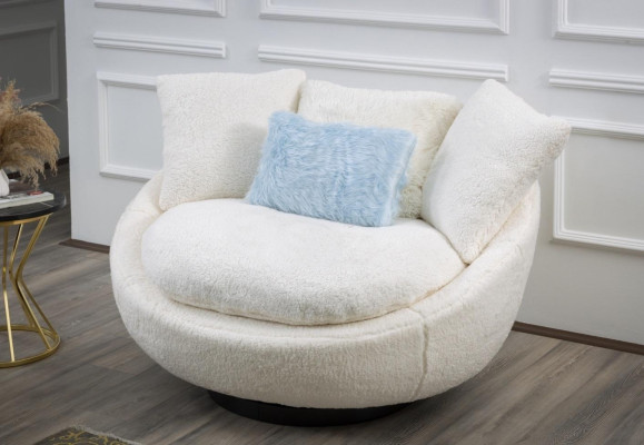 Armchair Polyester for Living room material Wood Textile White Modern